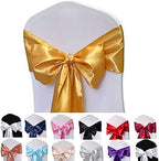 Gold Satin Chair Sashes Bows for Chair,7x108inchs,50pcs by Maiangel