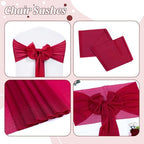 MDS Pack of 25 Chiffon Chair Sashes for Wedding & Event Décor - Apple Red - Image 5