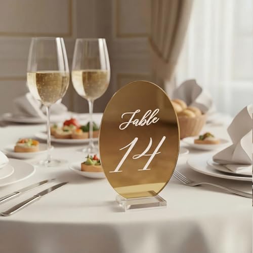 Novabright 1-15 Oval Wedding Table Number Plates with Transparent Stand - Image 6