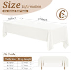 6 Pack Tablecloth 60 x 126 inch Polyester Table Cloth for 6 Foot Rectangle Tables,Stain and Wrinkle Resistant Washable Fabric Table Covers Polyester Ivory Table Clothes for Wedding,Party,Banquet - Image 2