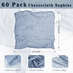 60 Pack Dusty Blue Cheesecloth Napkins Washable 21x21 Inches Dusty Blue Cloth Napkins Set of 60 Bridal Baby Shower Dinner Table Napkins for Wedding Rustic Boho Cotton Gauze Summer Party Table Decor - Image 3