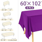 4 Pack Rectangle Tablecloth 60x102 Inch Purple Washable Polyester Table Cover for Wedding Dining Table Buffet Parties Banquet Decoration（Purple） - Image 2