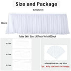 167in White Tulle Table Skirts for Rectangle Tables 6ft 8ft, 2-Layer Gold Grim Ruffle Tulle Tutu Cloth Table Skirt 14ft Long for Wedding Birthday Party Baby Shower Cake Dessert Tables(No Table Cover) - Image 5