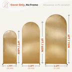 Gold Shimmer Arch Backdrop Cover Set of 3 (4 5 6FT) with Zipper,Thick Soft Stretchy Sequin Glitter Spandex Fitted Chiara Cover for Wedding Birthday Baby Shower Graduation Party Photo Backdrop - Image 4