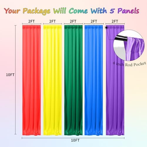 Rainbow Backdrop Curtain – 10x10ft Photography Background, Wrinkle-Free Polyester Fabric Colorful – Perfect Photo Backdrop for Birthday, Wedding, Baby Shower, Kids' Room Decoration - Image 5