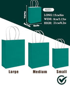 qiqee 100Pcs Paper Gift Bag with Handles Deep Green Party Favor Bags Multiple Uses (8.3"x3"x6", Small Size) - Image 5