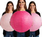10Pcs 16 Inch Large Pink Paper Lanterns, Jumbo Hanging Party Decorations by Peywot