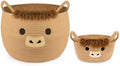 Highland Cute Cow Basket Set for Nursery, Woven Storage Cotton Rope Basket, Baby Blanket 0rganizer with Ears Handles, Blanket Towel Decor Toy Clothes Gifts Storage Cat Dog Bin, Pack of 2 by Hkojewp
