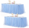 Baby Blue Table Cloth Spandex Table Covers 6ft Fitted Tulle Tablecloth Rectangular Desk Skirt Stretch Light Blue Table Cloths Covers Party Banquet Birthday Baby Shower Wedding Table Cloth, 2 Pack by HBBMAGIC