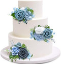 Marriwise 3Pcs Pre-Made Cake Flowers,Light Blue Wedding Cake Decor,Party by Marriwise
