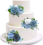 Marriwise 3Pcs Pre-Made Cake Flowers,Light Blue Wedding Cake Decor,Party by Marriwise