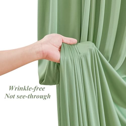 20x10ft Sage Green Backdrop Curtains with Lights Photo Drapes Wrinkle Free Fabric Backdrop Curtain for Wedding Birthday Party Baby Shower Bridal Shower Home Party Background Decorations - Image 5