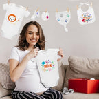 78PCS Baby Bib Bodysuit Baby Shower Set Baby Shower Game Sign Baby Feede Bib Newborn Bodysuit Fabric Marker - Image 5