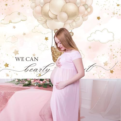 10x6.5FT Baby Shower Backdrop We Can Bearly Wait Brown Bear Hot Air Balloon Photography Background Newborn Baby Shower Party Decorations Banner Photo Booth Props - Image 4