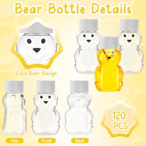 Patelai 96 Pcs 2 oz Plastic Honey Bear Bottle Bear Shape Clear Jar, White - Image 4