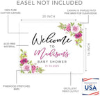 Andaz Press Personalized Large Canvas Baby Shower Welcome Sign, 16 x 20 Inches, Fuchsia Florals, Guestbook Alternative, Custom Baby Shower Sign, for Floral Baby Shower, Baby Sprinkle Theme - Image 2