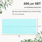 200 Pack #10 Light Blue Envelopes Letter Size Self Seal Business Envelopes - Image 2