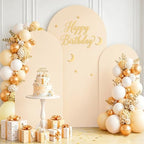 Spandex Arch Backdrop Cover Beige Wedding Arch Covers Set of 3 Balloon Arched Cover Stretchy Backdrop 5FT 6FT 7FT Round Top Chiara Arch Stand Covers for Birthday Baby Shower Ceremony Party Decoration by PATYDEST