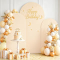 Spandex Fitted Wedding Arch Cover Set of 3 Beige Arch Backdrop Cover 6FT 6.6FT 7.2FT Arches Wall Covers Balloon Arches Covering Fabric for Baby Shower Happy Birthday Party Celebration by PATYDEST