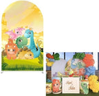 Dinosaur Cartoon Park Arch Backdrop Fabric Cover Boys Wild Jungle Birthday Party Decorations Arches Stand Covers for Festa Dino Baby Shower Balloon Parties Decor Banner3.3x6.5FT by ellteecz