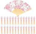 Vercraft 25 Sets Pink Floral Folding Fans, Wedding Favors for Guests by Vercraft