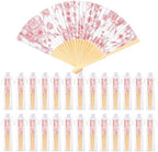 Vercraft 25 Sets Pink Floral Folding Fans, Wedding Favors for Guests by Vercraft