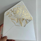 20 Pearl Ivory Envelope with Gold Foil Floral Liner for 5*7 inch Invitation - Image 4
