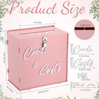 BreezeHug 10" Blush Pink Acrylic Wedding Card Box with Lock & 3D Letters - Image 2