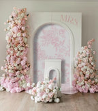 Pink Floral Arch Backdrop Cover Toile Bride to Be Baby Shower Girl Party Chiara Arched Frame Bow Flowers 1st Wedding Birthday Parties Decorations (6.6FT,4645) - Image 4