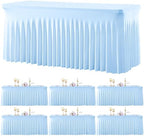gogoparti 6 Pack Spandex Baby Blue Fitted Table Cloth for 8ft Rectangle Tables Light Blue Stretch Tablecloth Banquet Table Covers Wrinkle Free Tablecloths for Parties Wedding by Gogoparti