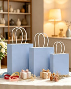qiqee 100PCS Gift Bag with Handles Bulk Light Blue Paper Bags Assorted Sizes(33pcs Large 13",33pcs Medium 11",34pcs Small 8") - Image 6