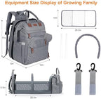 Diaper Bag Backpack with Changing Station, Grey - Image 4