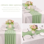 6 Pack 10Ft Sage Green Chiffon Table Runner 29x120 Inches Sheer Fabric Table Runner Romantic Wedding Runner for Thanksgiving Christmas Bridal Shower Decorations（Sage Green） - Image 3