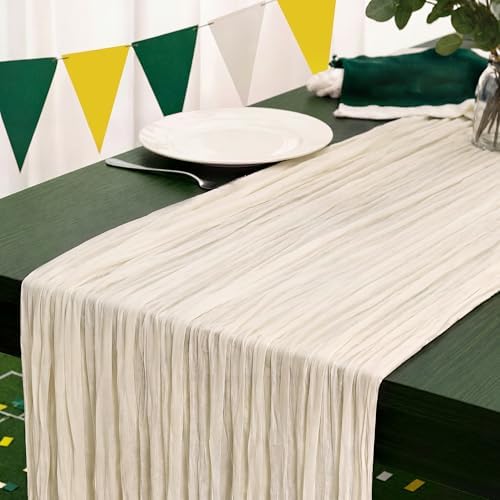 6 Pack Ivory White Cheesecloth Table Runner 120 Inch Boho Wedding Decor by Fixwal
