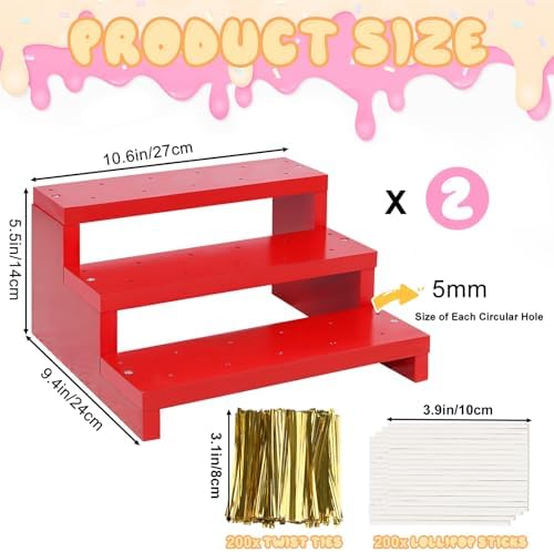 Wooden Cake Pop Stand, 2 Pcs 33 Hole Lollipop Holder for Wedding Birthday - Image 2