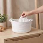 OUNONA Woven Baby Shower Gift Basket: 14x11x6 Inch Cotton Rope Nursery Storage Basket with Handles - Diaper &Wipes Caddy Organizer for Newborn Infant Essentials - Image 5