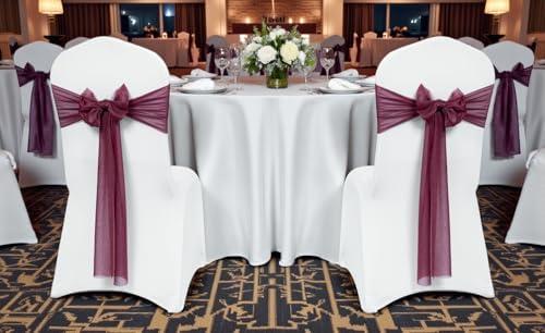 MDS Pack of 125 Chiffon Chair Sashes for Wedding & Event Décor - Burgundy - Image 2