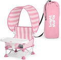 Bright Starts Pop 'N Sit Cabana Baby Beach Portable Booster Chair with UPF Canopy, Floor Seat for Indoor/Outdoor Use, Compact Fold, Pink, 6 Months–3 Years by BrightStarts
