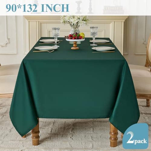 VidaFete Classic Series 2 Pack 90 * 132inch Green Rectangle Tablecloth - Image 5