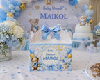 Personalized Baby Shower Keepsake Boxes. A set of 12 boxes personalized with the baby's name to add a special touch to your celebration. (Boy teddy bear) - Image 3