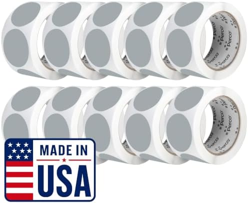 Perco Grey Perforated Round Circle Dot Sticker 2-Inch Labels — 10 Rolls, 5,000 Stickers - Minimalist Packaging, Neutral Labels & Subtle Branding, Strong Adhesive - Made in USA by Perco