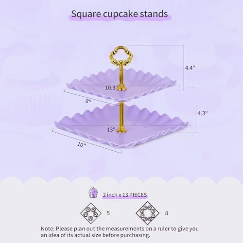 Pack of 11 NWK Cake Stand Set of Cupcake Stand, Tray & Table Cloth (Purple) - Image 3