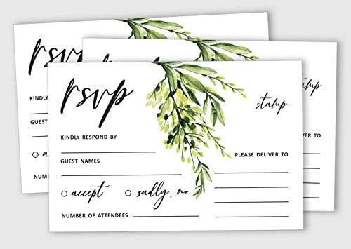 50 Blank RSVP Cards with White Envelopes-Greenery Style Response Card-RSVP for Wedding-Rehearsal Dinner-Baby Shower-Bridal Shower-Engagement Party Invitations - Image 2