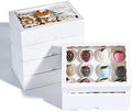 50PCS 10 x 7 x 2.5 inches One Piece White Bakery Boxes, Strawberry Boxes, Elegant White Cookie Boxes with Display Window by JCXPACK