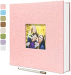 Large Photo Album Self Adhesive, DIY Scrapbook Album for 3x5 4x6 8x10 Pictures, 60 Pages Light Pink Linen Cover Memory Book, Ideal Gift for Family Wedding Baby Christmas Anniversary by HoneyTolly