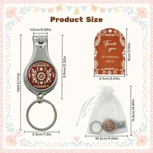 36 Sets Cielito Lindo Party Favors for Guests, 3-in-1 Nail Clipper Keychain Bottle Opener, Mexican Talavera Wedding & Baby Shower Favors with Individual Organza Bags and Thank You Cards - Image 2