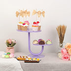 2 Tier Cake Stand, Metal Cupcake Stand Dessert Display Trays of 10/8 Inch, Tall Cake Stand for Wedding, Baby Shower, Home Decor, Throw Events and Parties (Purple) - Image 4