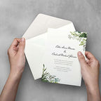 Canopy Street Personalized Greenery Script Invitations / 25 Custom Modern Wedding Invites With White Envelopes / 5" x 7" Flat Watercolor Botanical Party Invite/Made In The USA - Image 4