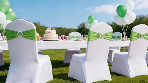 50 Stretch Spandex Light Green Chair Sashes for Wedding Chair Bows Bands with Slider Buckles Fitting Party Feast Banquet Restaurant Event Bridal Baby Shower Decoration - Image 6