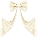 Giant Bow for Backdrop Big Beige Bow 48x24x120 Inch Large Satin Ribbon Bow Wall Decor for Wedding Birthday Baby Shower Party Photo Booth, Washable Reusable Fabric Bow for Nursery Bedroom Door Hanging by Gogoparti